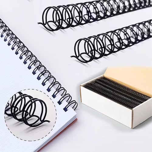 80 Sheet Capacity Twin Loop Wire Binding Spines, 7/16 Inch Coil Bindings | 100 Pack Double Loop Wire Binding Spines, 3 to 1 Pitch Metal Spiral Binding Wire, 34 Holes Black Metal Book Binding Coils - size: 100P, 3:1 Pitch, Black, style: 7/16 Inch (80 Sheet