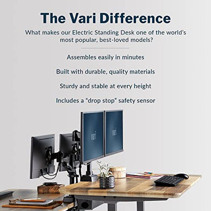 Vari Classic Electric Standing Desk – 60x30 – Reclaimed Wood/Slate - color: Reclaimed Wood / Slate Legs, size: 60 in x 30 in