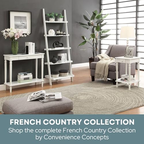 Convenience Concepts French Country Ladder Bookshelf 25" - Classic Living Room Bookcase for Traditional, Modern Office, Family Room & Home Office, Dark Walnut - color: Dark Walnut / Black