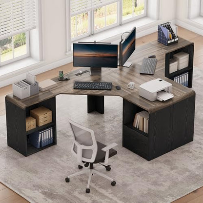 59'' Reversible L-Shaped Computer Desk, Black