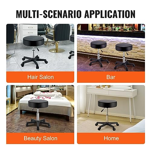 VEVOR Rolling Stools with Wheels 400LBS Weight Capacity Swivel Stools Chair - color: Black, size: 19.69"D x 19.69"W x 18.11"H