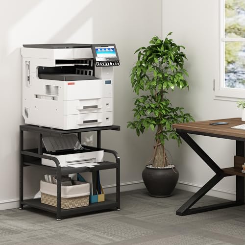 Fannova 25.6"x23.6" Extra Large Printer Stand with Adjustable Storage Shelf - color: Black, size: 25.6"W x 23.6"D x 30.9"H