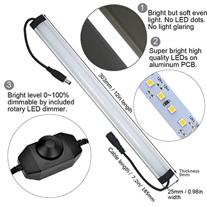 Litever Kitchen Under Cabinet LED Lighting Kit Plug-in, Super Bright, 6 PCS 12 Inches Light Bars, Daylight White, 31W 2000 Lumen, Perfect for Kitchen Cabinet Counter Shelf-(6 Bars Kit-5000K) - color: Black Cable-Daylight White 5000K