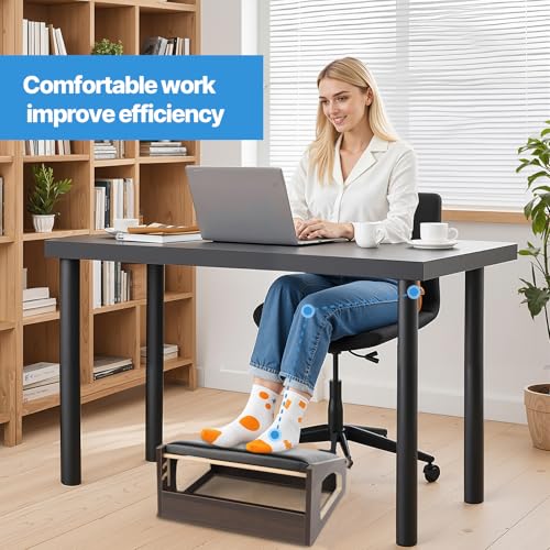 Ergonomic Foot Rest Under Desk,4 Adjustable Height Foot Stool - color: Espresso01
