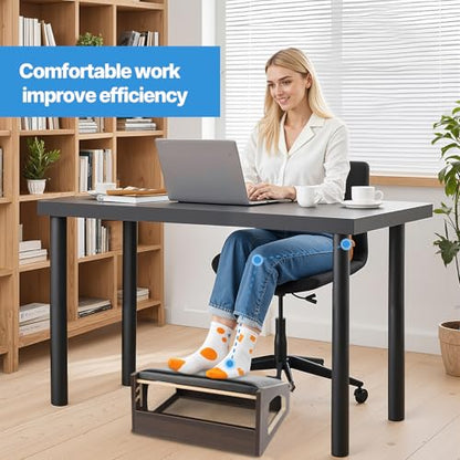 Ergonomic Foot Rest Under Desk,4 Adjustable Height Foot Stool - color: Espresso01