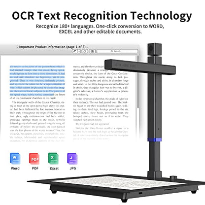 CZUR Shine Surface Pro 16MP Book & Document Scanner | 16MP Document Camera + 2MP Webcam, A3 Scanner for Computer/Laptop, 180+ Languages OCR, Fast Scan 1s/Page, for Windows&Mac