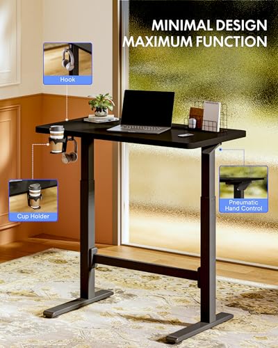 FLEXISPOT H7 Plus Mobile Standing Desk, Pneumatic Adjustable,One-Piece 32" - color: Black, size: 32"