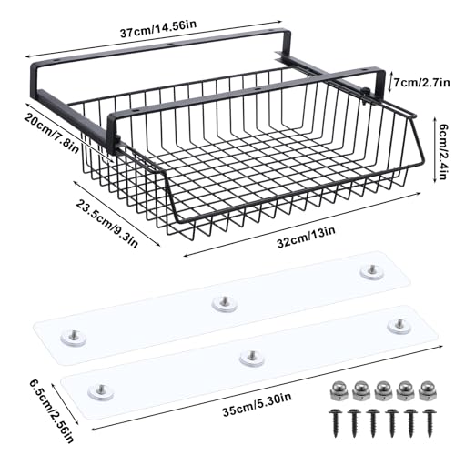 Under Desk Drawer, Slide Out Design,No Drill Metal Under Desk Cable Management, Storage Shelf Tray Basket Under Table Drawer Organizer for Office, Home, Workspace, Cabinet
