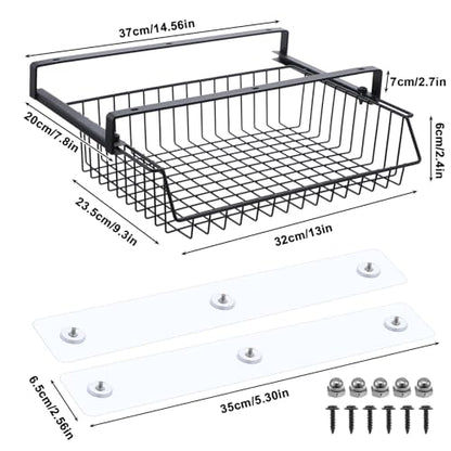 Under Desk Drawer, Slide Out Design,No Drill Metal Under Desk Cable Management, Storage Shelf Tray Basket Under Table Drawer Organizer for Office, Home, Workspace, Cabinet