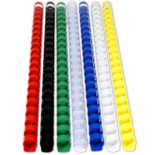Rayson CR-10-100-M Plastic Binding Combs 3/8in. 21-Ring, 55-Sheet Capacity, Colorful Comb Binding Spines, Max. Binding A4 Size Paper (8.3"×11.7"), Box of 100 - size: 3/8", style: A4 - Available in 7 Vibrant Colors