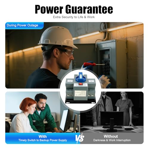 Dual Power Automatic Transfer Switch 63A 2P/4P 110V Generator Changeover Switch Tool Electronic Power Circuit Breaker Controller 50HZ/60HZ (2P/63A Blue)