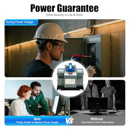 Dual Power Automatic Transfer Switch 63A 2P/4P 110V Generator Changeover Switch Tool Electronic Power Circuit Breaker Controller 50HZ/60HZ (2P/63A Blue)