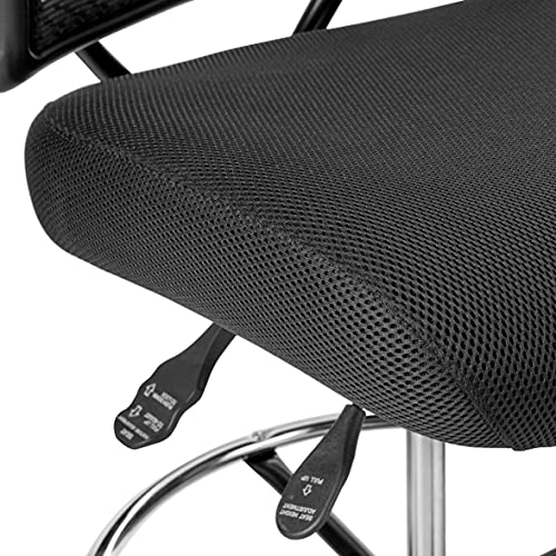 Space Seating 13 Series Deluxe Dark Air Grid Adjustable Drafting Chair with Footring and Dual Function Control, Black - style: Dual Function Control