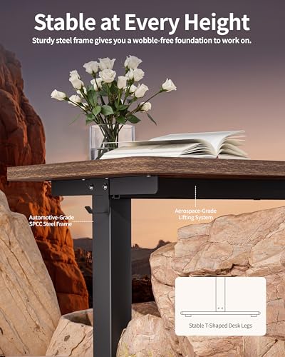 BIZUM Standing Desk Electric Adjustable Computer Desk-Stand up Desk Office Gaming Home Office Memory Desks 48x24 inches Wild Walnut - color: Wild Walnut, size: 47.2*23.6 Inch
