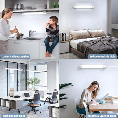 Airand LED Ceiling Light Fixture, 1.43FT Plug in Lights 2PCS, IP66 Water-Proof Linkable Tube Lights 5000k 16W Light Bar Under Cabinet Lighting Shop Kitchen Workbench Closet Corded with ON/Off Switch - size: 1.43FT-2PCS