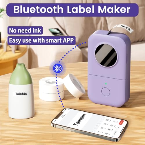 Phomemo D30 Portable Thermal Printer, Bluetooth Mini Label Maker Machine | Lightweight Portable Printer Small Label Maker, Abundant Templates Fonts & Icons for Kids Home School Office, Easy to Use - color: Purple