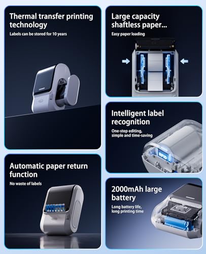 NIIMBOT M3 3 Inch Thermal Transfer Label Maker, Label No Fading 8-10 Years