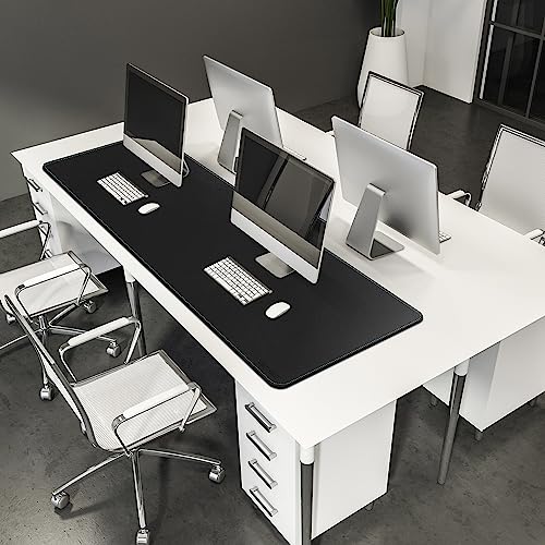 CENNBIE Leather Desk Mat Large, 63" x 19.6" Desk Pad Protector(Black) - color: Black, size: 19.6" x 63"