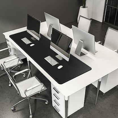 CENNBIE Leather Desk Mat Large, 63" x 19.6" Desk Pad Protector(Black) - color: Black, size: 19.6" x 63"