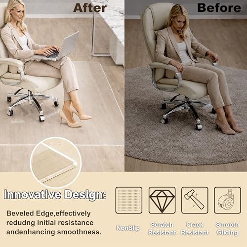 MESAILUP Beveled Edge Office Chair Mat for Carpet or Hardwood Floor-46”x55” - size: Beveled Edge-46"x55"