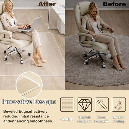 MESAILUP Beveled Edge Office Chair Mat for Carpet or Hardwood Floor-46”x55” - size: Beveled Edge-46"x55"