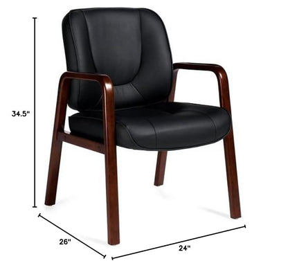 Offices To Go Luxhide Faux Leather Guest Chair, Black/Cordovan (OTG11770BCX)
