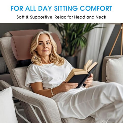 YOUFI Leather Recliner Headrest Pillow with Self-Stabilizing Weighted Base | No-adhesive Design Adjustable Filling for Head Support, Soft Large Neck Pillow for Recliner, Couch, Sofa, Chairs, Brown - color: Brown