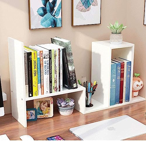 Adjustable Desktop Bookshelf & Desk Organizer Shelf, Counter Top Free Style Display Shelf Rack, Office Supplies Storage Shelf for Desk, Small Desk Hutch Top of Desk Organizers and Accessories