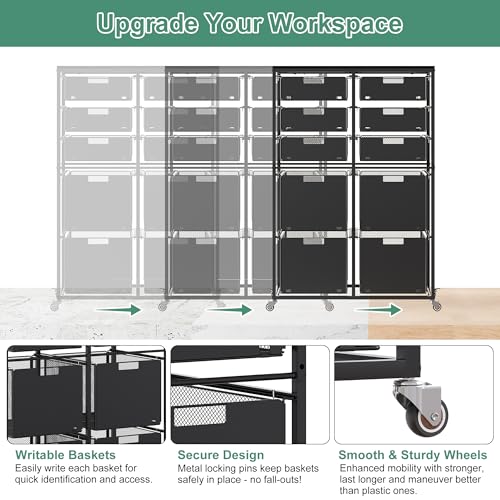 EasyPAG Rolling Storage Cart With 10 Drawers, Metal Craft Organizers with Wood Tabletop for Home, Letter/Legal Size Rolling File Cart for Office, Classroo and Dorm, Black - size: 10 Drawers