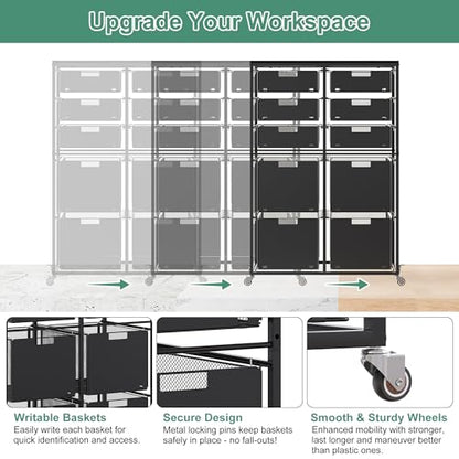EasyPAG Rolling Storage Cart With 10 Drawers, Metal Craft Organizers with Wood Tabletop for Home, Letter/Legal Size Rolling File Cart for Office, Classroo and Dorm, Black - size: 10 Drawers