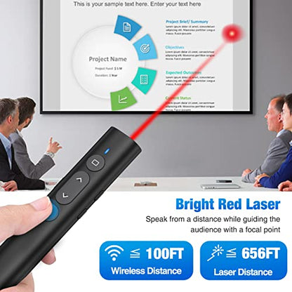 USB C Presentation Clicker with Red Laser, 2-in-1 USB-A/Type-C Receiver - size: Red+AAA