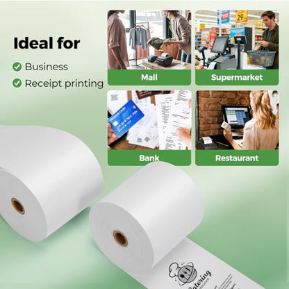 MUNBYN Thermal Paper 3 1/8 x 230ft, 30 Rolls Receipt Paper Work for Star Micronics TSP100 TSP143 Epson 80mm Receipt Printer Square POS Register Credit Card Terminals, Pos Register Paper BPA Free - size: 3 1/8" x 230', style: 30 Rolls
