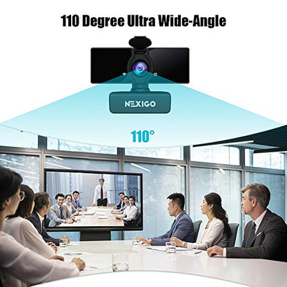 NexiGo N660 1080P Business Webcam, Dual Microphone & Privacy Cover, USB FHD Web Computer Camera, Plug and Play, for Zoom/Skype/Teams/Webex, Laptop MAC PC Desktop - color: Black
