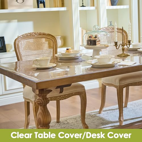 Clear Table Cover Protector 48x24'', Waterproof 2.0mm Thick PVC Table Pad - size: 24" x 48" (Rectangular)