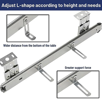 14" Keyboard Slide Heavy Duty Ball Bearing Slides Computer Tray Under Desk Rails Rack Cabinet Furniture Drawer Hardware Accessories with Adjustable Height Bracket & L Extension Support Bracket(Sliver) - style: Sliver