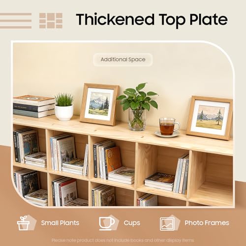 18 Cube Storage Organizer - Solid Wood Bookshelf - Cube Shelf - Vertical or Horizontal Bookcase - Open Book Shelf - Easy Assembly for Bedroom, Living Room, Office - size: 18-Cube