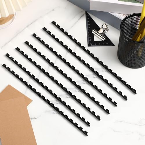 Yunsailing 150 Pack Plastic Binding Combs Plastic Binder Comb Ring 19 Ring Binding Spines Letter Size Spiral coils for Notebook Calendar(1/4 in,Black) - color: Black, size: 1/4 In