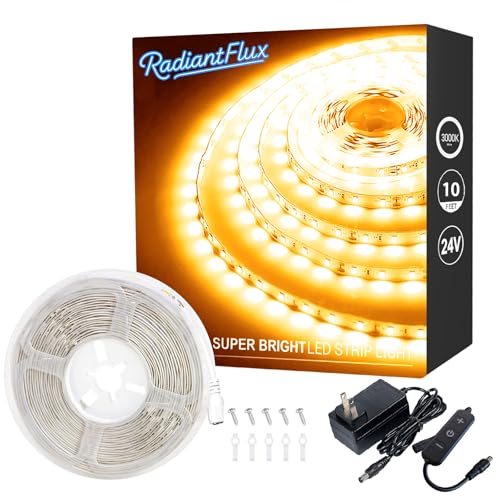 Small Led Strip Lights 10 ft Warm, Dimmable LED Lights Strip, 180 Leds, Super Bright LED Tape Rope Lights for Living Room, Bedroom, Kitchen, Vanity Mirror,Flexible Light Strips for Indoor Use - color: Dimmable Warm White, size: 10FT