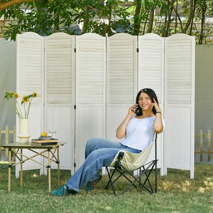 Room Dividers, 5.75Ft Individual Privacy Screens Foldable Wooden Louver & MDF Stable Wall Divider for Home Office Bedroom, 6 Panels (White-Washed) - color: White - Unique, size: 6 Panels