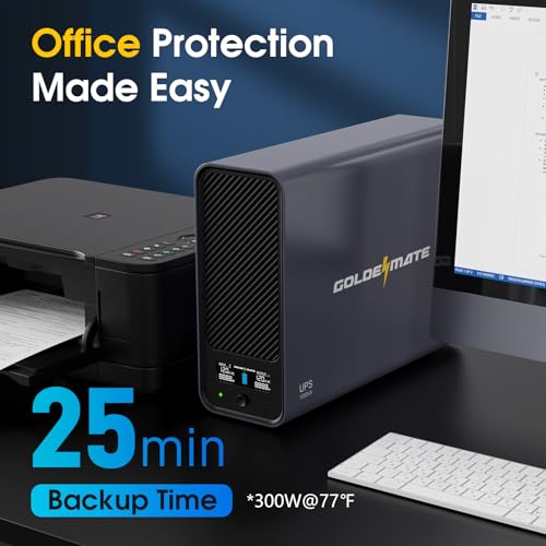 GOLDENMATE 1000VA/600W Lithium UPS Battery Backup & Surge Protector, Gray - color: Gray