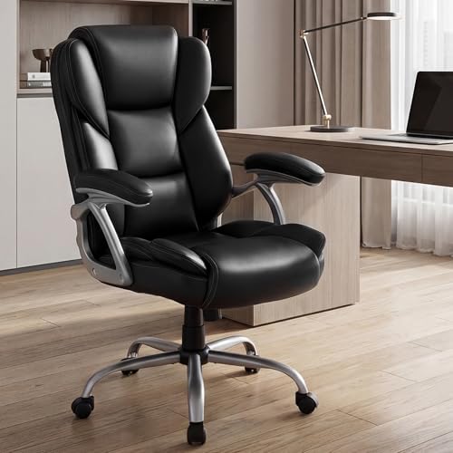 COSTWAY Executive Office Chair with High Back and Thickened Seat Cushion - color: Black