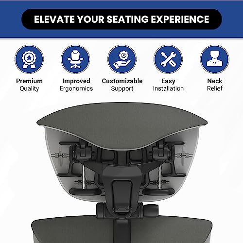 OFFICE LOGIX SHOP Embody Headrest Compatible with Herman Miller Embody Chair (Grey Rhythm Fabric/Graphite Frame) - color: Grey Rythem Fabric/Graphite Frame