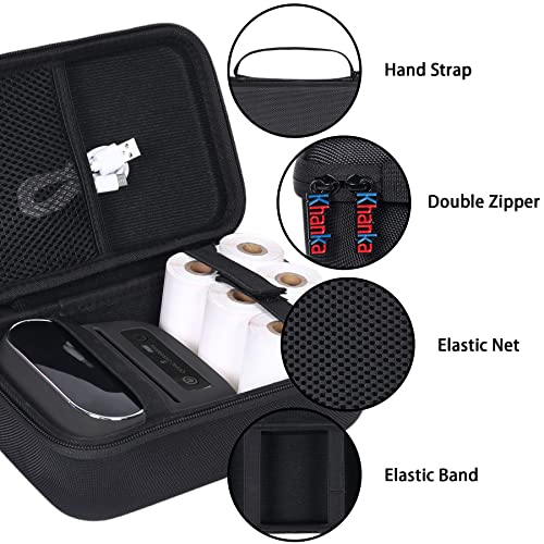 khanka Hard Case for Phomemo M221/M220/M110 Bluetooth Label Maker,Black | EVA Hard Shell, Mesh Pocket Accessory Storage, Impact Resistant Protection, Water Resistant Protection, Protective Case Only - color: Black