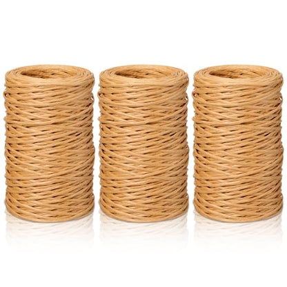 Threlaco 3 Roll 164 Feet Floral Vine Bind Wire, Light Brown - color: Light Brown