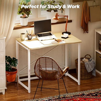 Huuger Folding Desk for Small Spaces, 31.5 Inch Foldable Computer Table - color: Oak, size: 18.9"D X 31.5"W