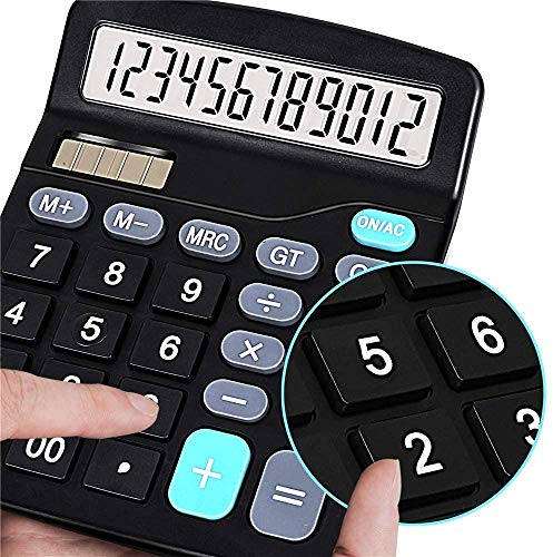 YOUHO 5-Piece Solar & Battery Powered Standard Function Electronic Calculator with Large LCD Display - Black (KK-837B, 5 x 1.5v Battery) - color: 5PACK black