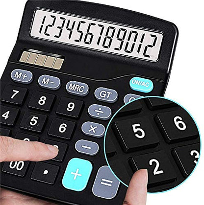YOUHO 5-Piece Solar & Battery Powered Standard Function Electronic Calculator with Large LCD Display - Black (KK-837B, 5 x 1.5v Battery) - color: 5PACK black
