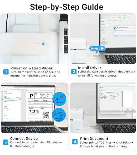 ORGSTA Bluetooth Thermal Shipping Label Printer, 4x6 Shipping Label Printer - color: White