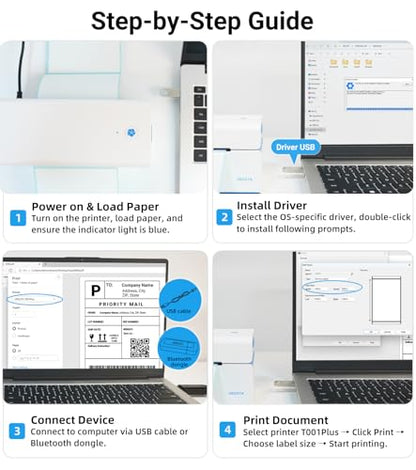 ORGSTA Bluetooth Thermal Shipping Label Printer, 4x6 Shipping Label Printer - color: White