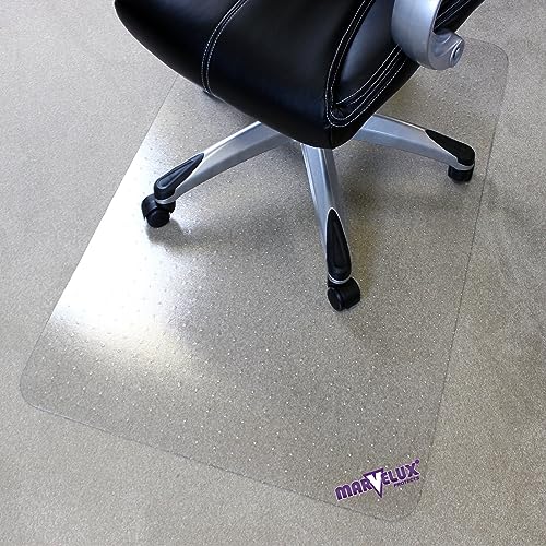 Marvelux Office Chair Mat for Carpeted Floors, Heavy Duty Polycarbonate for Medium Pile Carpets, Rectangular 36" x 48" Clear Carpet Protector, Shipped Flat - size: 36" x 48"
